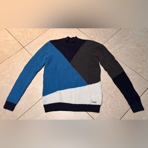 EDC Men's Mock turtleneck Colorblock Sweater - Blue, Gray, White